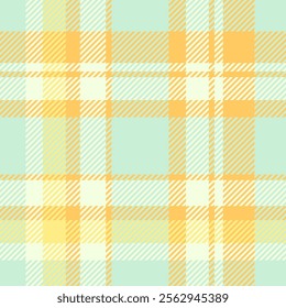 Form seamless plaid check, chequered background texture fabric. Sixties tartan pattern textile vector in light and amber colors palette.