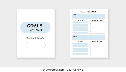 Form for setting goals, detailing necessary steps, and tasks to achieve goals. easy to organize.