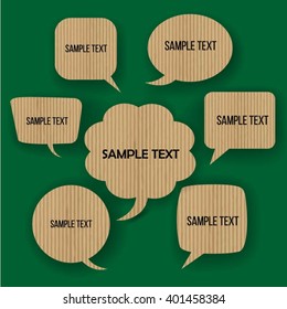 Form speech bubble for  think green environment with Cardboard material.Can used for icon,sign,symbol,banner,leaflet,infographic and presentation business concept.