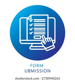 Icono De Gradiente De Envío De Formulario, Mini Ilustración Relacionada Con Impuestos, Informes Financieros. Uso Para El Concepto Moderno, Ui, Web Ux Y Desarrollo De App.