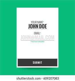 Form for Subscription Sign-up with Name, Email Address and Submit Button