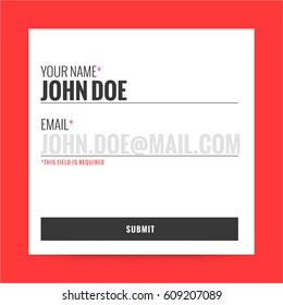 Form for Subscription Sign-up with Name, Email Address and Submit Button