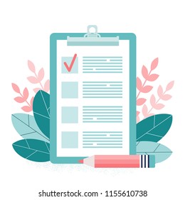 The form for the survey. Questioning. Checklist. Vector illustration.