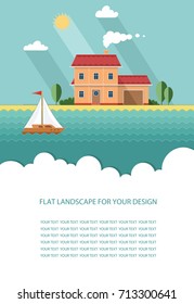 Form template for text. Large family home rich village in a small town. A simple vector illustration of web page Infographics design