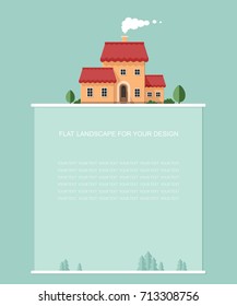 Form template for text. Large family home rich village in a small town. A simple vector illustration of web page Infographics design