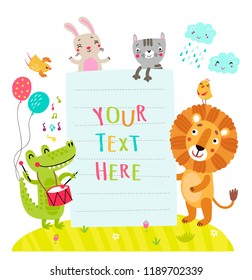 Form for the text with cute animals