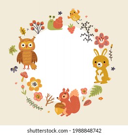 Form for text with forest animals 