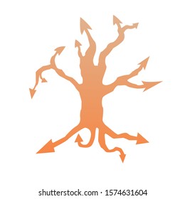 Form of a tree to depict growth in all directions - vector symbol
