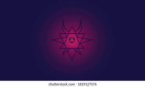 Form a triangular symbol. Red background