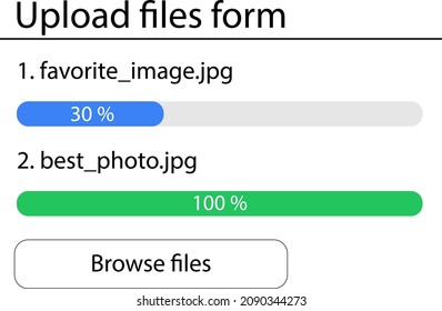 A form for uploading and sending files to the server. User interface for the website and application. Vector illustration.