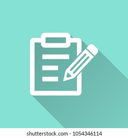 Form vector icon with long shadow. Illustration isolated for graphic and web design.