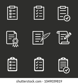 Form vector icon. White illustration isolated on black background for graphic and web design.