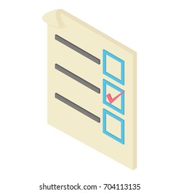 Form voting icon. Isometric illustration of form voting vector icon for web