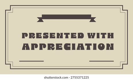 Formal appreciation panel illustration featuring centered text decorative corner borders and a ribbon accent above the title area.