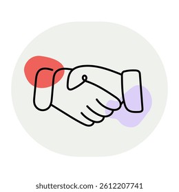 Formal Business Handshake Icon. Representing Professional Agreement and Corporate Partnership. Editable Stroke.