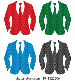 Formal Business Suit With 3D Pattern Vector Illustration. Suit Jacket Isolated On White Background
