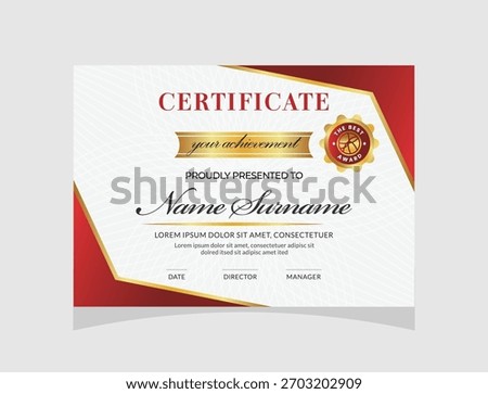 A formal certificate of achievement featuring a golden ribbon and a decorative seal, signifying accomplishment and excellence in a recognized endeavor.