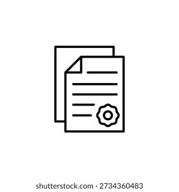 Formal Certified Document With Official Approval Seal Outline Line Icon Vector