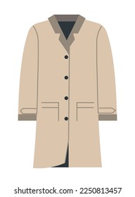 Formal and classic clothes for men, male fashionable jacket or wool coat with collar, long sleeve, pockets and buttons. Piece of clothing, fashion and design collection. Vector in flat style