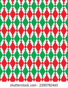 Patrón de diamante formal sobre fondo blanco. Arte abstracto colorido. Forma de diamante rojo y verde sobre fondo blanco. Tema de color de Navidad.