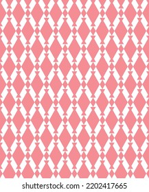 Patrón de diamante formal sobre fondo blanco. Arte abstracto monocromo. Forma de rombo rosado sobre fondo blanco.
