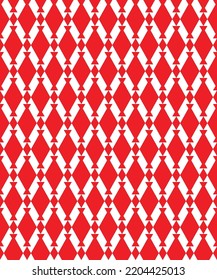 Formal Diamond Pattern On White Background. Monochrome Abstract Art. Red Diamond Shape On White Backdrop.