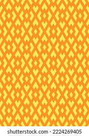 Formal diamond pattern on white background. Monochrome abstract art. Orange diamond shape on yellow backdrop.
