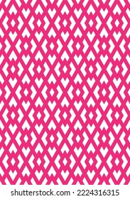 Formal diamond pattern on white background. Monochrome abstract art. Pink diamond shape on white backdrop.