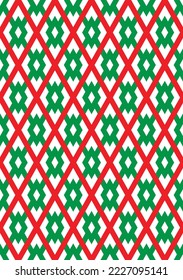 Patrón de diamante formal sobre fondo blanco. Arte abstracto colorido. Forma de diamante verde rojo sobre fondo blanco.