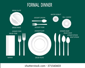 Formal Dinner Place Settings Dinner Table Stock Vector (Royalty Free ...