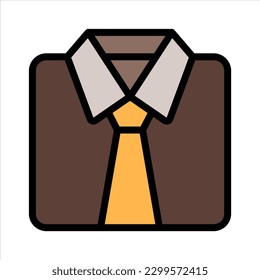 Formal Dress Shirt with Tie Simple Line Icon Symbol