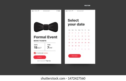 Formal Event with Bow Tie UX and UI For Phone Screen