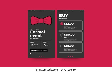 Formal Event with Bow Tie UX and UI For Phone Screen