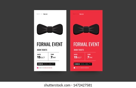 Formal Event with Bow Tie UX and UI For Phone Screen