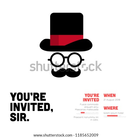 formal event invitation template hat spectacles stock vector