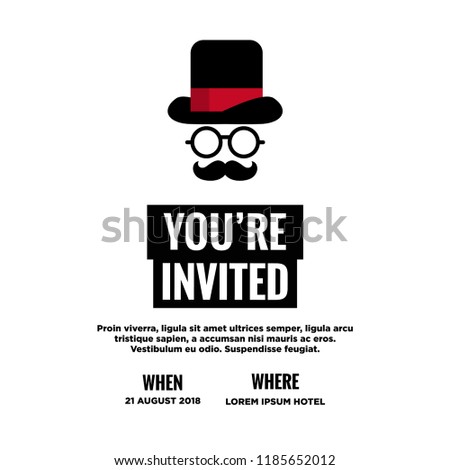 formal event invitation template hat spectacles stock vector