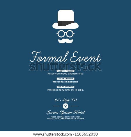 formal event invitation template hat spectacles stock vector