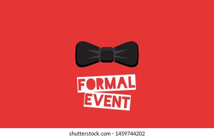 Formal Event Poster with Bow Tie Illustration Flat Style Design