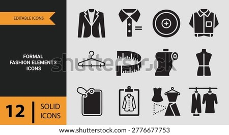 Formal fashion elements icons set including business attire clothing details suitable for professional branding corporate visuals and office related design projects