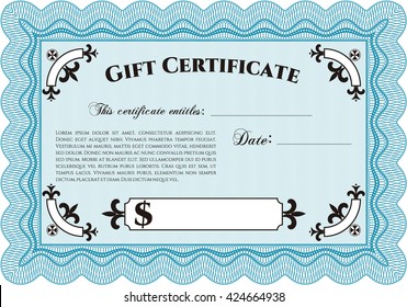 Formal Gift Certificate. Border, frame. With quality background. Superior design. 