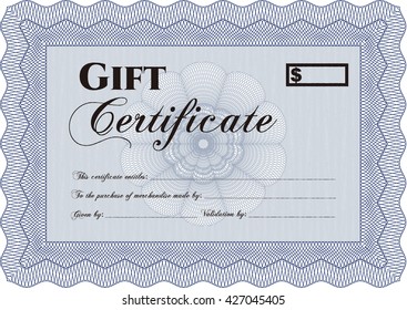 Formal Gift Certificate. Border, frame. Complex background. Lovely design. 