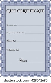 Formal Gift Certificate. Border, frame. With quality background. Superior design. 