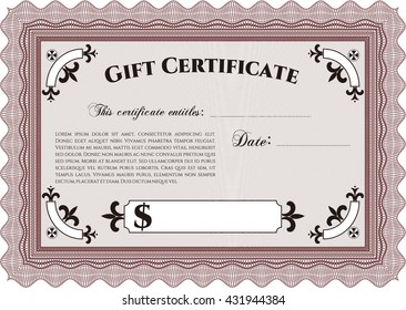 Formal Gift Certificate. Border, frame. With quality background. Superior design. 