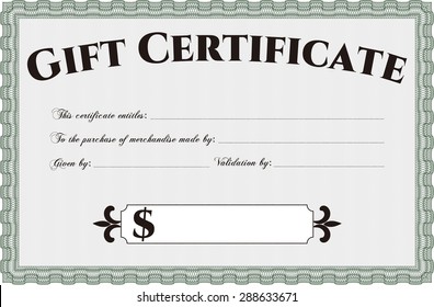 Certificado formal de regalo. Borde, marco.Excelente diseño. Con un patrón de guilloche de gran calidad. 
