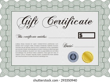 Certificado formal de regalo. Borde, marco.Con fondo complejo. Diseño cordial. 