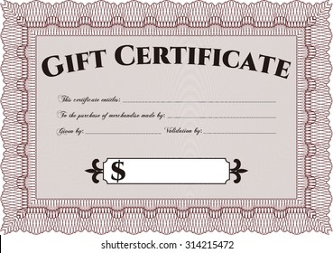 Formal Gift Certificate. Border, frame.With linear background. Superior design. 