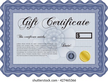Formal Gift Certificate. Complex background. Lovely design. Border, frame. 