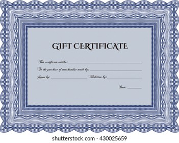 Formal Gift Certificate. Complex background. Lovely design. Customizable, Easy to edit and change colors. 