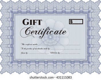 Certificado formal de regalo. Fondo complejo. Bonito diseño. Personalizable, fácil de editar y cambiar los colores. 