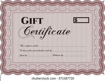 Formal Gift Certificate. With complex linear background. Cordial design. Border, frame.